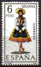 z vendido ESPAÑA 1970 1955 Sello Serie Trajes Regionales Segovia usado Espana Spain Espagne Spagna Spanje Spanien 